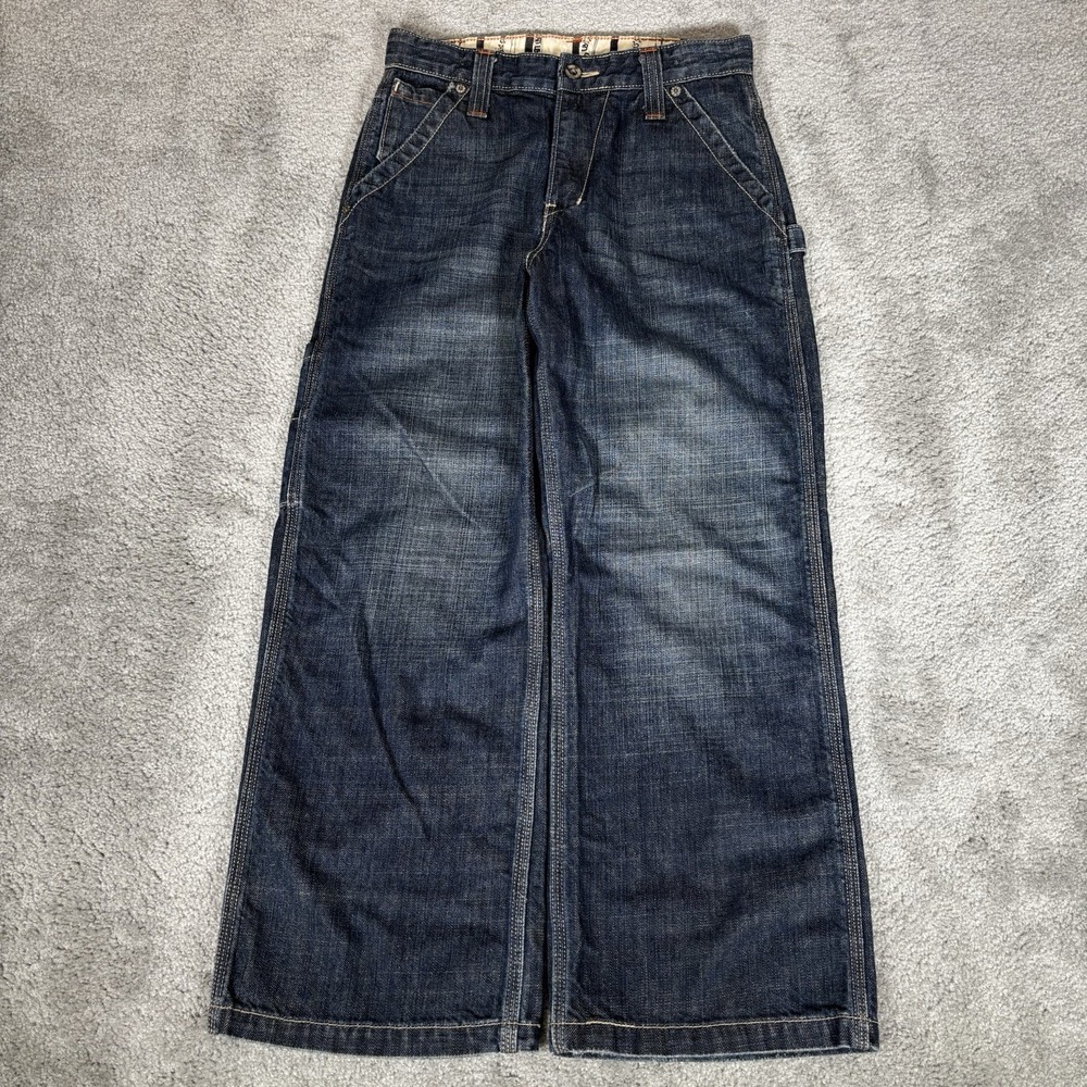 Vintage Levis Jeans Youth Boys 14 Carpenter Dark Blue Denim Wide Leg Baggy Y2K